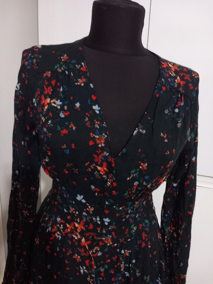 Uzun Kollu Siyah Bohem Uzun Elbise - Görsel 2