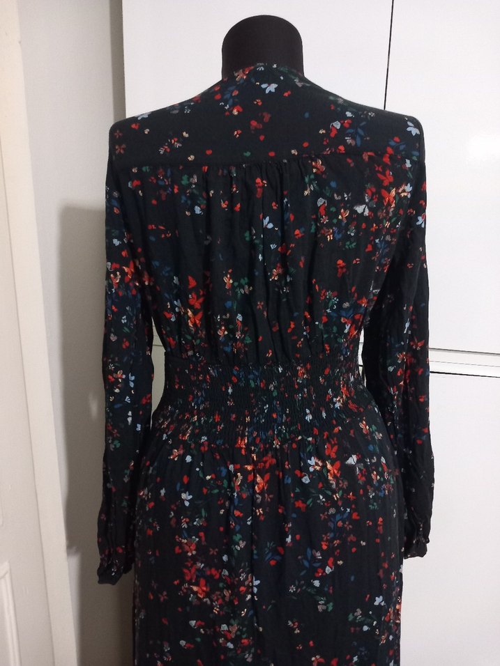 Uzun Kollu Siyah Bohem Uzun Elbise - Görsel 4