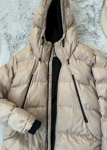 Kürk Detaylı Bej Kadın Kışlık Mont - Görsel 3