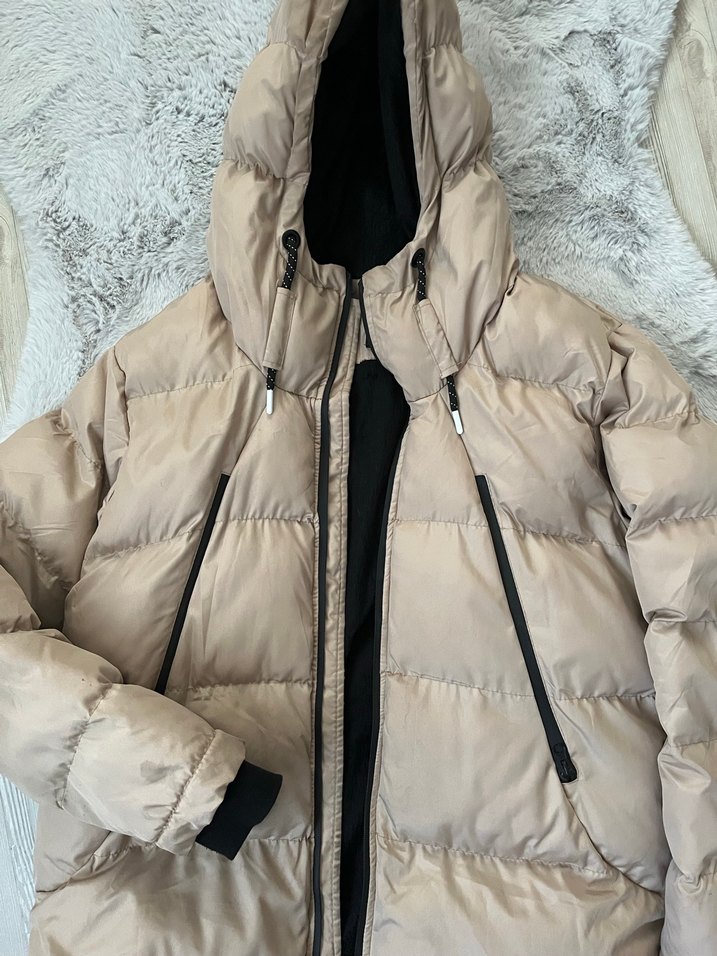 Kürk Detaylı Bej Kadın Kışlık Mont - Görsel 3