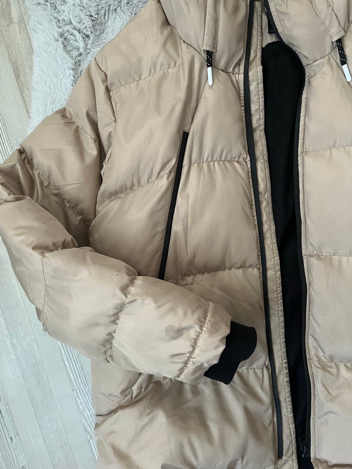 Kürk Detaylı Bej Kadın Kışlık Mont - Görsel 2