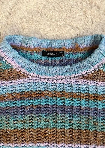 Pastel Renkli Bohem Örgü Kadın Kazak - Görsel 2