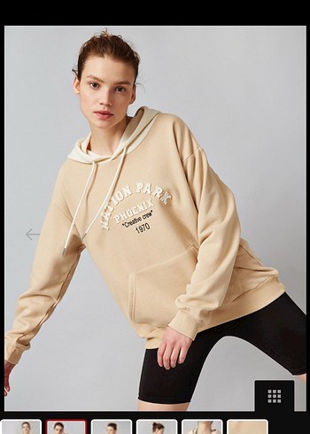 Bej Kapüşonlu Kadın Sweatshirt - Görsel 3