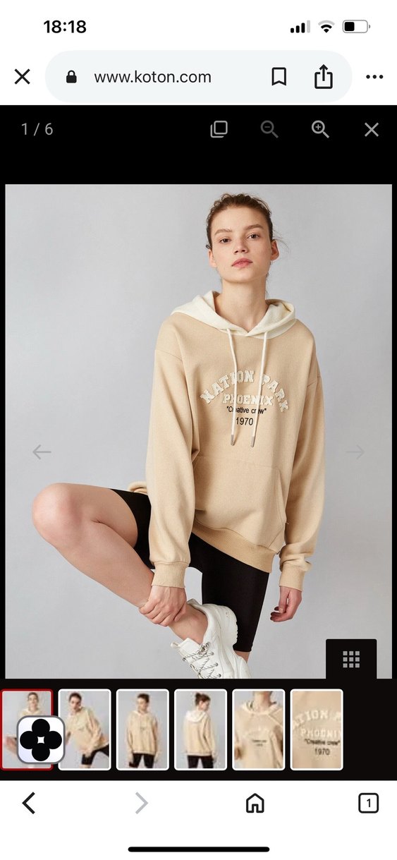Bej Kapüşonlu Kadın Sweatshirt - Görsel 2