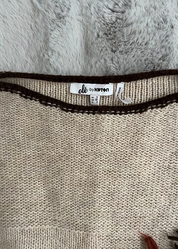 Bohem Tarz Kadın Örgü Kahverengi Kazak - Görsel 3