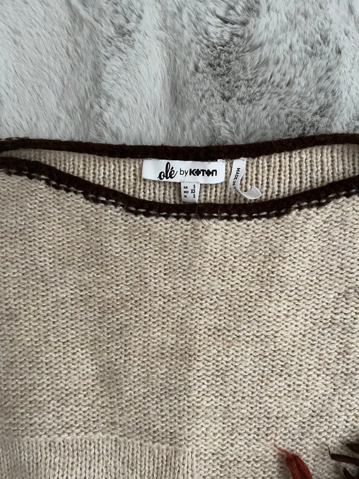 Bohem Tarz Kadın Örgü Kahverengi Kazak - Görsel 3