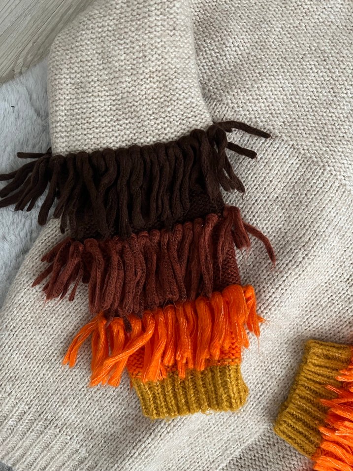 Bohem Tarz Kadın Örgü Kahverengi Kazak - Görsel 2