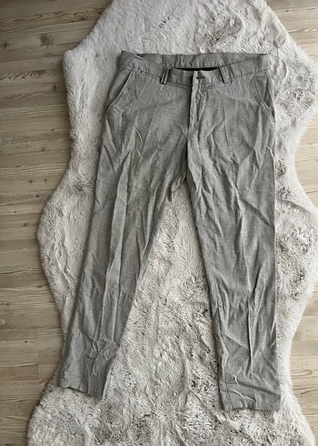 Gri Keten Erkek Pantolon Regular Fit