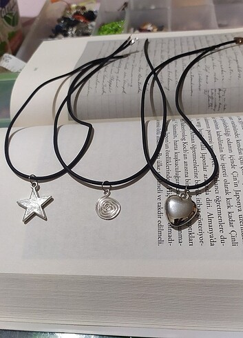 Yıldız choker spiral choker kalp choker kolye