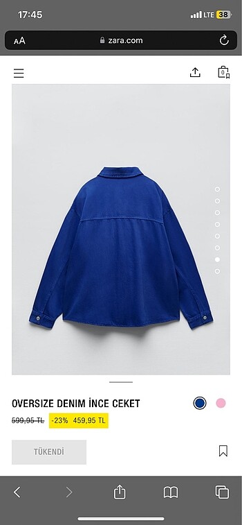 Zara Zara Lacivert oversize ceket