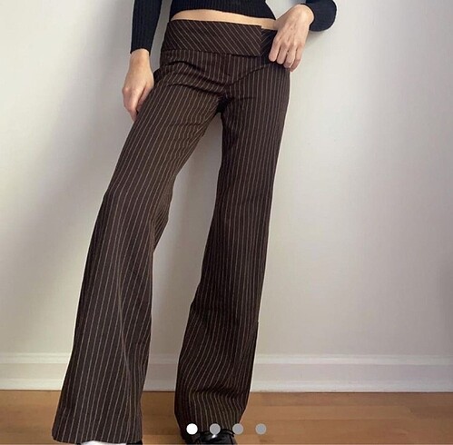vintage y2k çizgili kahverengi pantolon