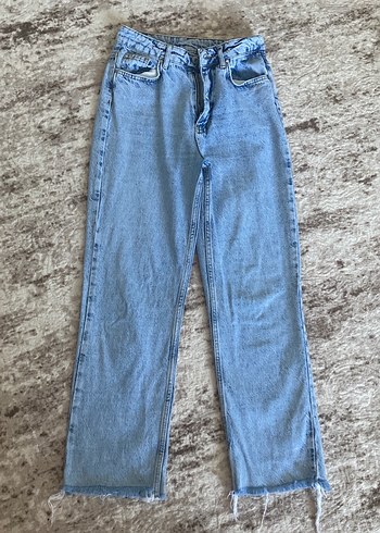 Kadın Mavi Gri Salaş Denim Pantolon