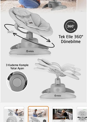 Diğer 360° Dönebilen Gri Beyaz Bebek Ana Kucağı
