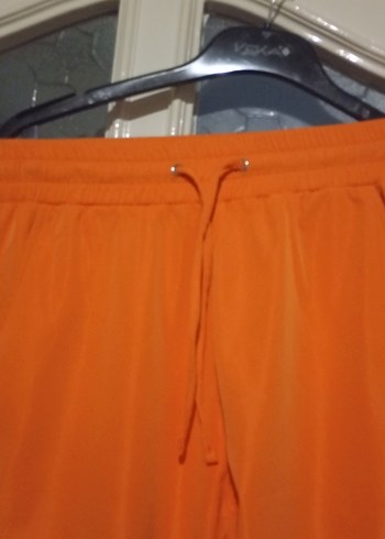 Turuncu Belden Bağlamalı Rahat Kadın Pantolon - Görsel 2