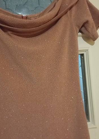 Kısa  Kollu Drapeli Gece Elbisesi - Görsel 3