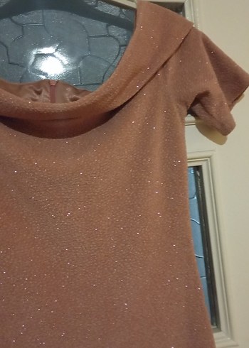 Kısa  Kollu Drapeli Gece Elbisesi - Görsel 2