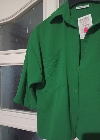Yeşil  Mini Cepli Gömlek - Görsel 3