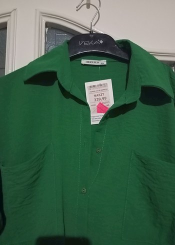 Yeşil  Mini Cepli Gömlek - Görsel 2