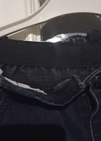 Lacivert Kadın Denim Midi Boy beli lastikli Pantolon - Görsel 4