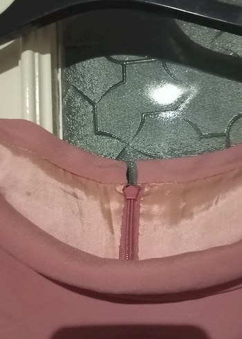 Pembe Gül kurusu arası renkte  etek ucu tul detaylı Elbise - Görsel 6