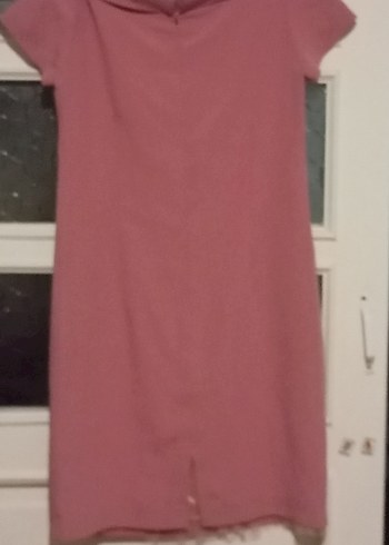 Pembe Gül kurusu arası renkte  etek ucu tul detaylı Elbise - Görsel 4