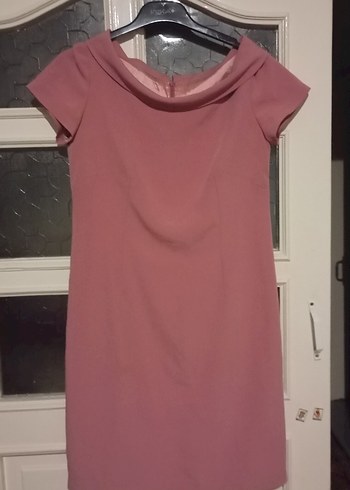 Pembe Gül kurusu arası renkte  etek ucu tul detaylı Elbise - Görsel 2