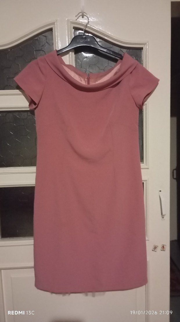 Pembe Gül kurusu arası renkte  etek ucu tul detaylı Elbise - Görsel 2