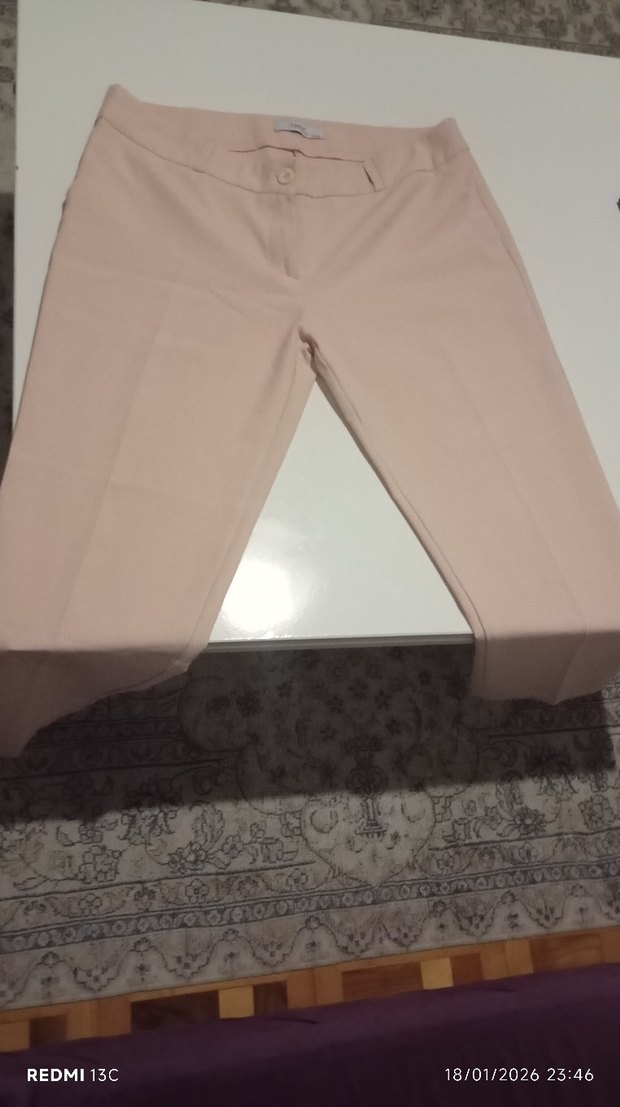 pudra renkKadın Kumaş Pantolon - Görsel 2