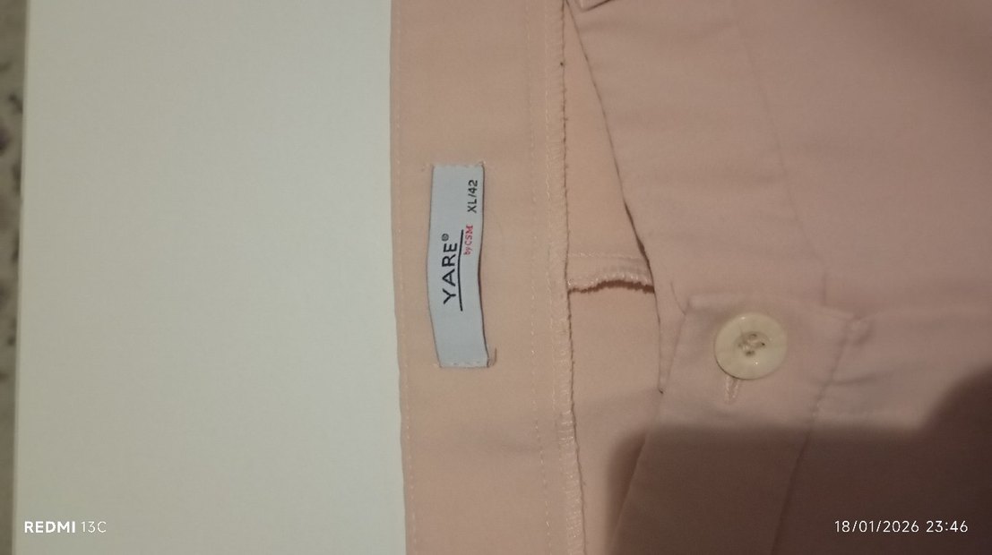 pudra renkKadın Kumaş Pantolon - Görsel 4