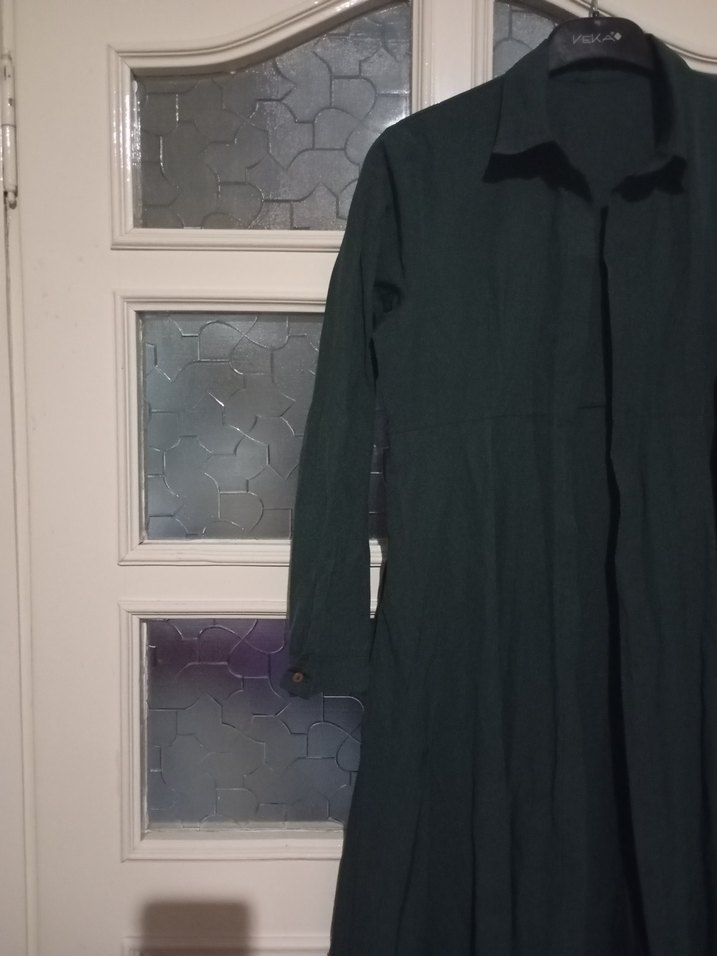 Uzun Kollu yeşil  Elbise s ve m uyumlu - Görsel 2