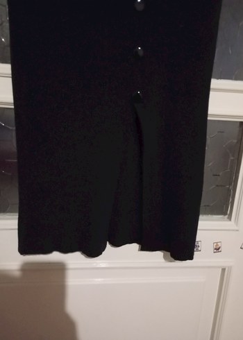 Düğmeli Siyah Uzun triko  Gotik Etek - Görsel 3