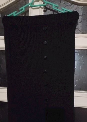 Düğmeli Siyah Uzun triko  Gotik Etek - Görsel 2