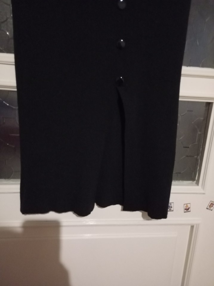 Düğmeli Siyah Uzun triko  Gotik Etek - Görsel 3