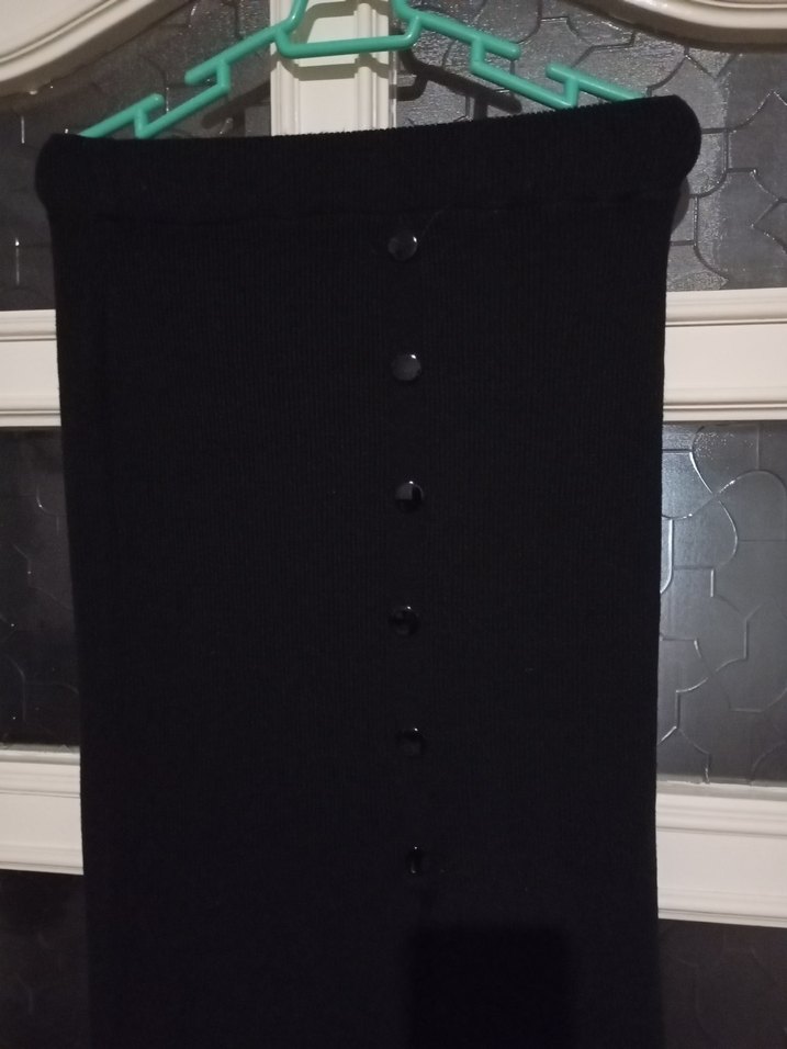 Düğmeli Siyah Uzun triko  Gotik Etek - Görsel 2