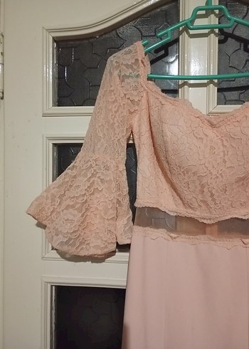 Vintage kısa  Kollu Kadın Abiye Elbise - Görsel 3