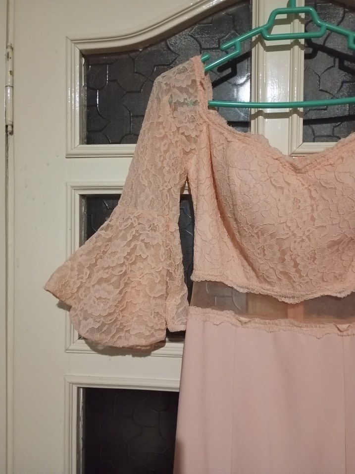 Vintage kısa  Kollu Kadın Abiye Elbise - Görsel 3