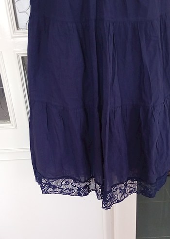 Dantel Detaylı Lacivert Midi astarlı Elbise erc marka - Görsel 6