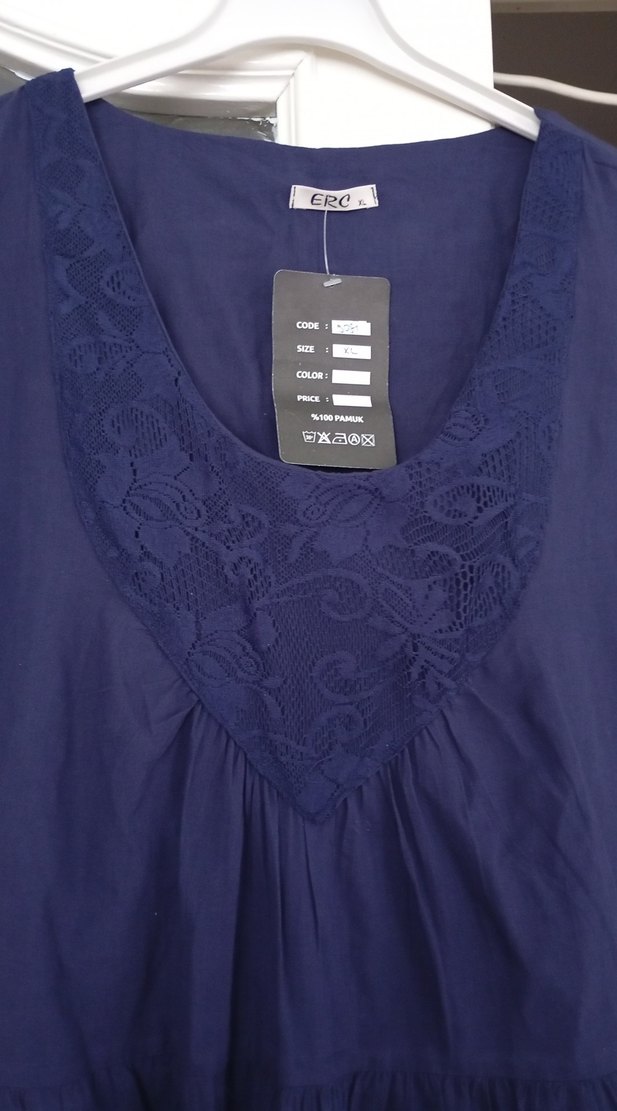 Dantel Detaylı Lacivert Midi astarlı Elbise erc marka - Görsel 4
