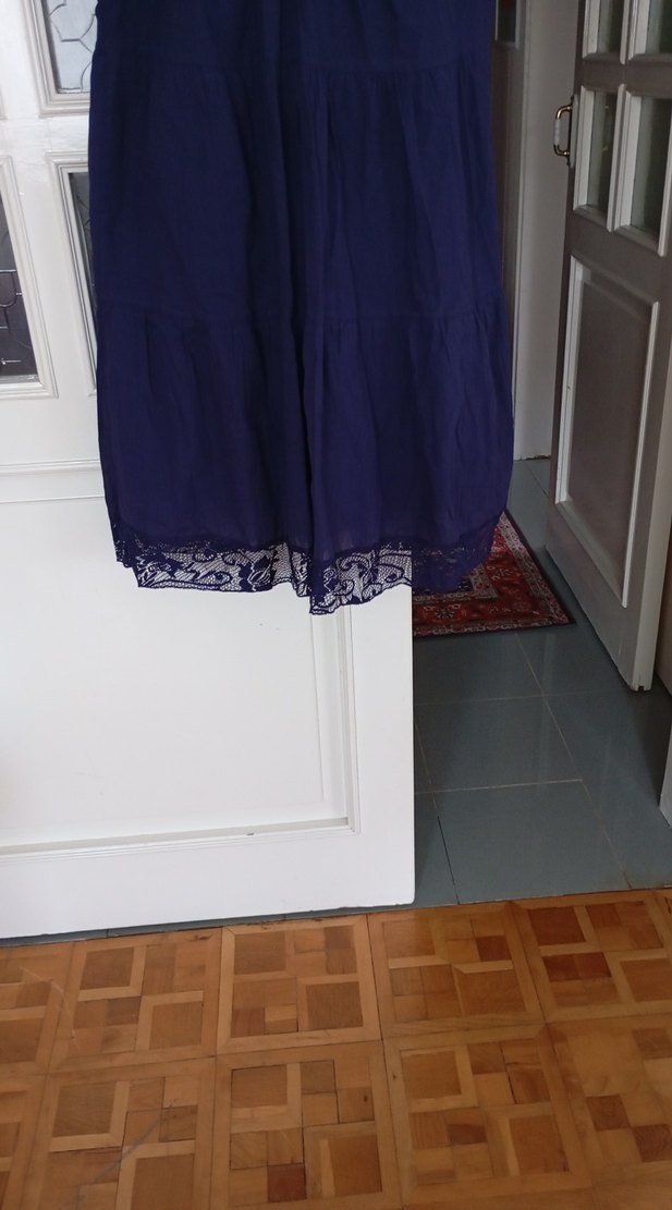 Dantel Detaylı Lacivert Midi astarlı Elbise erc marka - Görsel 3