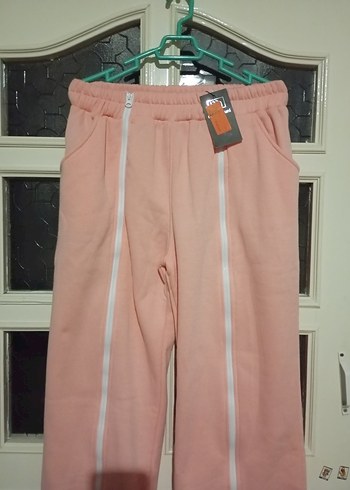 Somon  rengi Fermuarlı Rahat kadın eşofman altı - Görsel 3