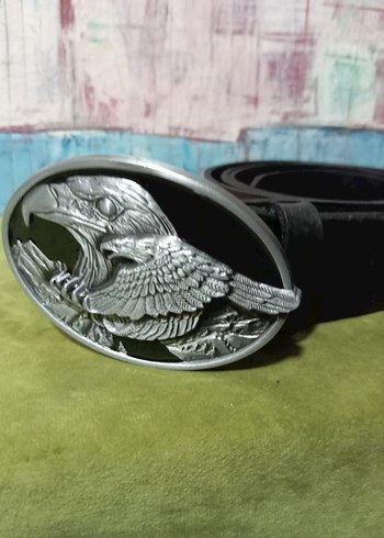 Gri Vintage Biker Erkek Kemeri