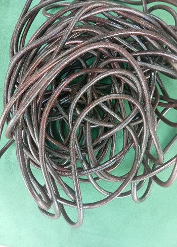 deri ip sırım 5mmKoyu Kahverengi Vintage Erkek Ayakkabı Bağı - Görsel 3