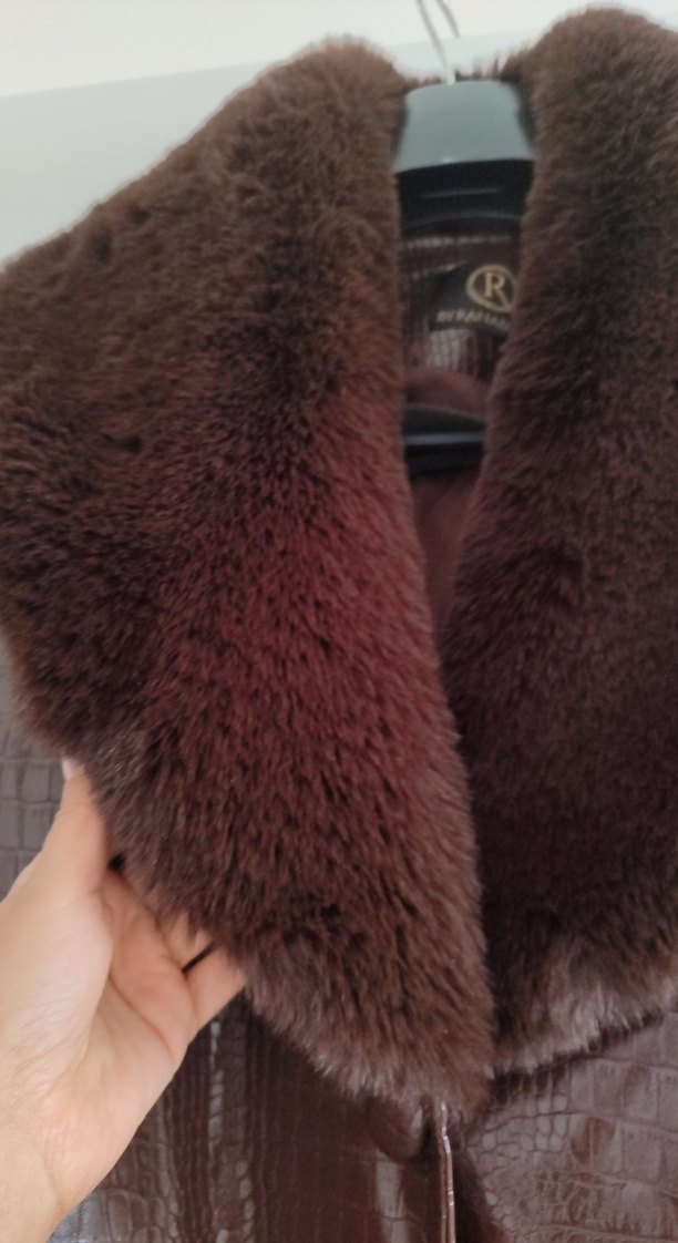 Kahverengi Kürklü Deri Kadın Ceket - Görsel 2