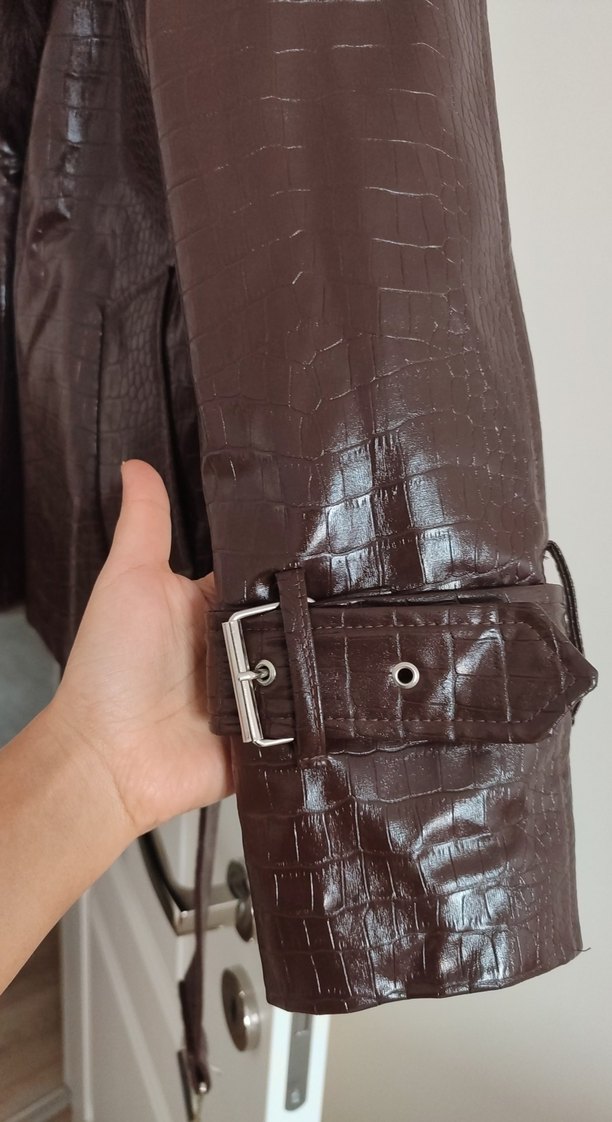 Kahverengi Kürklü Deri Kadın Ceket - Görsel 4