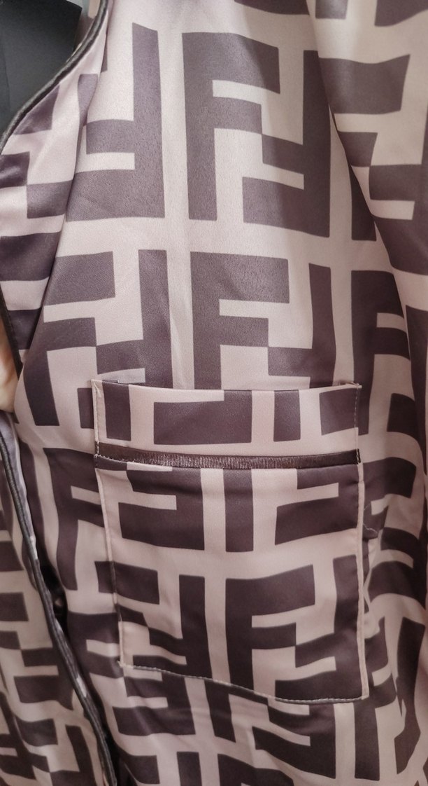 SATEN Düğmeli V Yakalı Erkek Kahverengi Pijama Takımı - Görsel 3