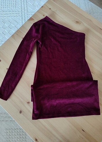 s Beden Kadife bordo elbıse