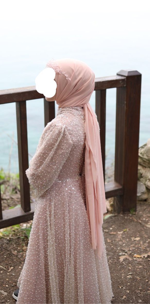 Pudra Pırıltılı Uzun Kollu Nişan Elbisesi - Görsel 3