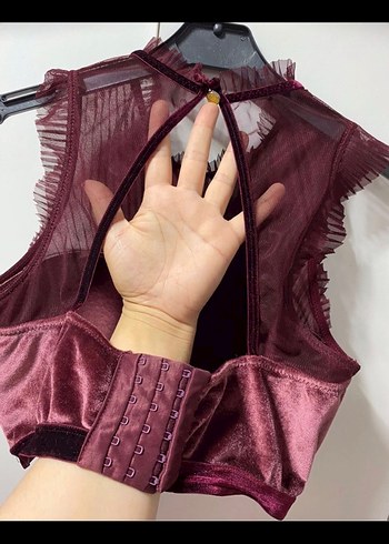 xl Beden Bordo Fırfırlı Mini Straplez Büstiyer