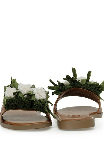 Püsküllü Yeşil Bohem Kadın Terlik - Görsel 3