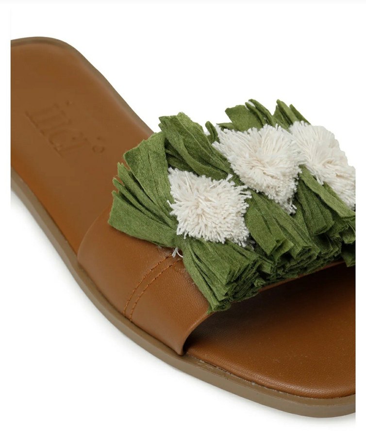 Püsküllü Yeşil Bohem Kadın Terlik - Görsel 2